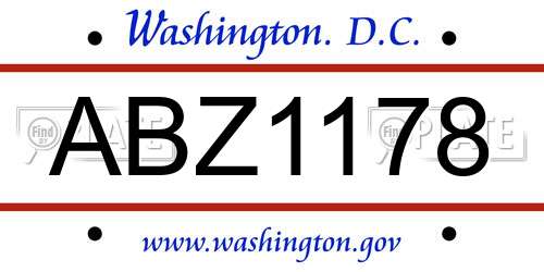 ABZ1178 District Of Columbia License Plate
