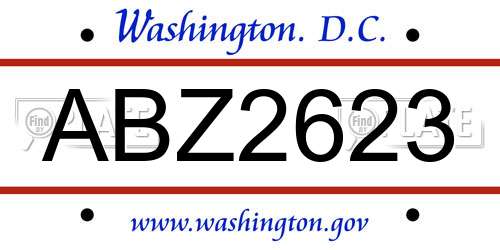 ABZ2623 District Of Columbia License Plate