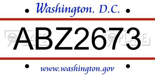 ABZ2673 District Of Columbia License Plate