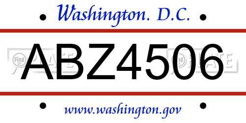 ABZ4506 District Of Columbia License Plate