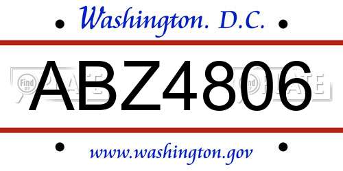 ABZ4806 District Of Columbia License Plate