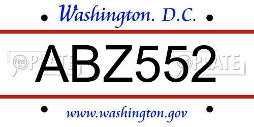 ABZ552 District Of Columbia License Plate