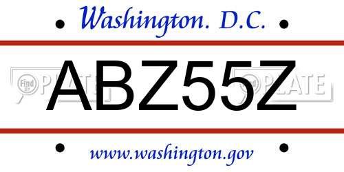 ABZ55Z District Of Columbia License Plate