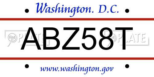ABZ58T District Of Columbia License Plate