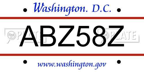 ABZ58Z District Of Columbia License Plate