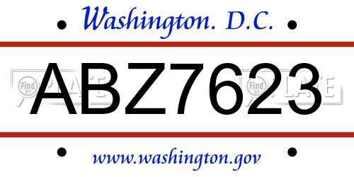 ABZ7623 District Of Columbia License Plate