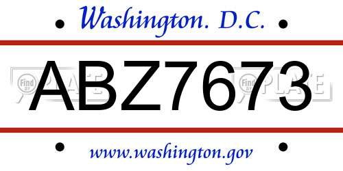 ABZ7673 District Of Columbia License Plate