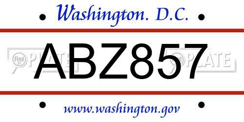 ABZ857 District Of Columbia License Plate