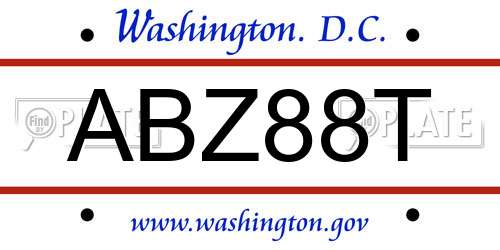 ABZ88T District Of Columbia License Plate
