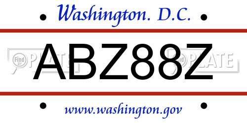 ABZ88Z District Of Columbia License Plate