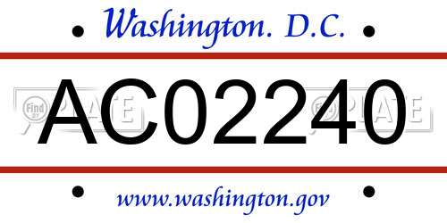 AC02240 District Of Columbia License Plate