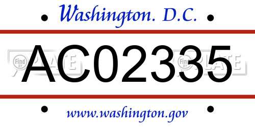 AC02335 District Of Columbia License Plate