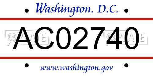 AC02740 District Of Columbia License Plate