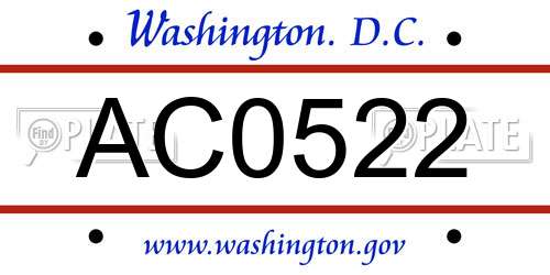 AC0522 District Of Columbia License Plate