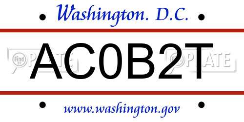 AC0B2T District Of Columbia License Plate