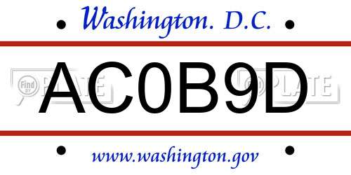 AC0B9D District Of Columbia License Plate