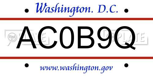 AC0B9Q District Of Columbia License Plate
