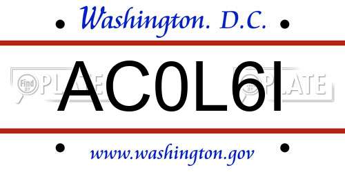 AC0L6I District Of Columbia License Plate