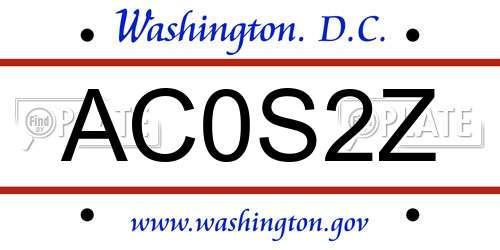 AC0S2Z District Of Columbia License Plate