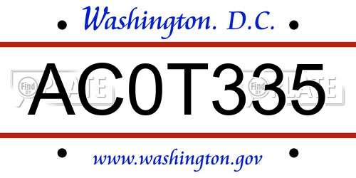 AC0T335 District Of Columbia License Plate