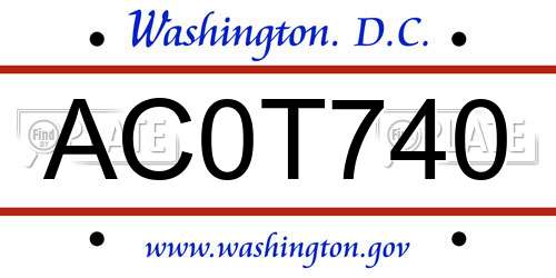 AC0T740 District Of Columbia License Plate