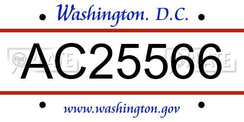 AC25566 District Of Columbia License Plate