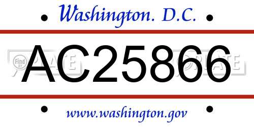 AC25866 District Of Columbia License Plate