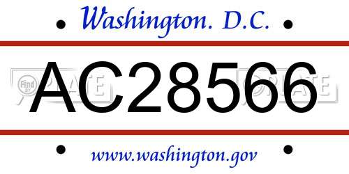 AC28566 District Of Columbia License Plate