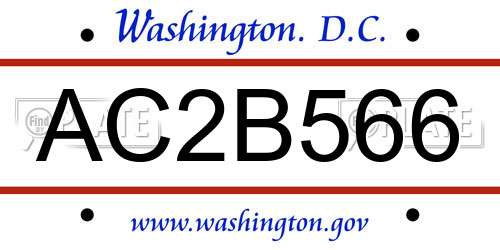 AC2B566 District Of Columbia License Plate