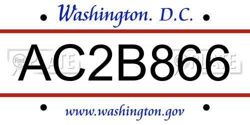 AC2B866 District Of Columbia License Plate