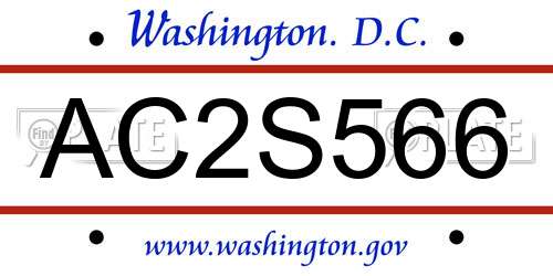 AC2S566 District Of Columbia License Plate