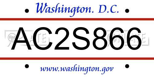 AC2S866 District Of Columbia License Plate