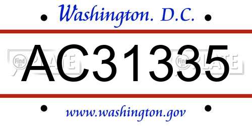 AC31335 District Of Columbia License Plate