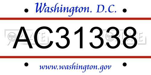 AC31338 District Of Columbia License Plate