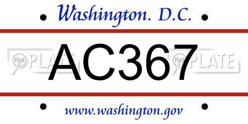 AC367 District Of Columbia License Plate