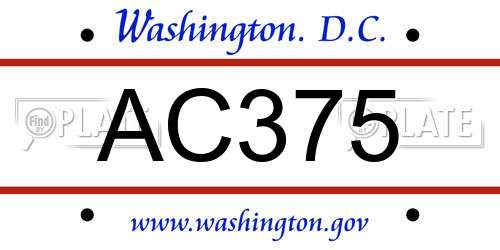 AC375 District Of Columbia License Plate