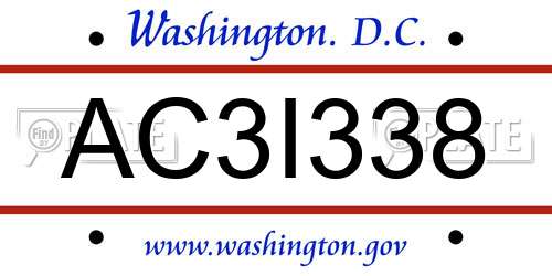 AC3I338 District Of Columbia License Plate