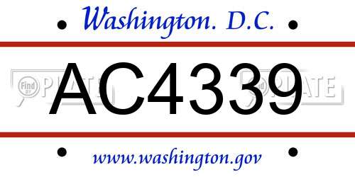 AC4339 District Of Columbia License Plate