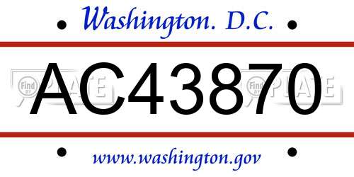 AC43870 District Of Columbia License Plate