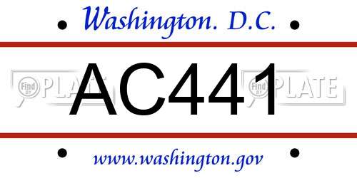 AC441 District Of Columbia License Plate