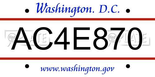 AC4E870 District Of Columbia License Plate