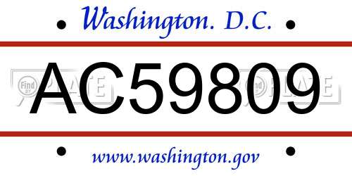 AC59809 District Of Columbia License Plate