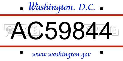 AC59844 District Of Columbia License Plate