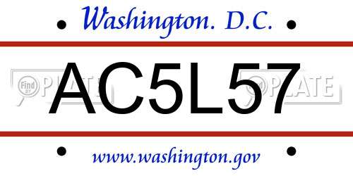 AC5L57 District Of Columbia License Plate
