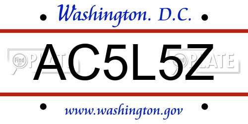 AC5L5Z District Of Columbia License Plate
