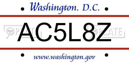 AC5L8Z District Of Columbia License Plate
