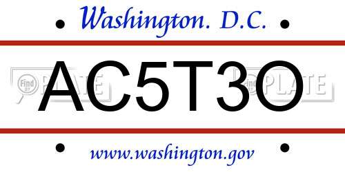 AC5T3O District Of Columbia License Plate