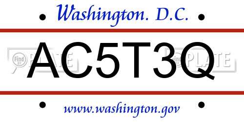 AC5T3Q District Of Columbia License Plate