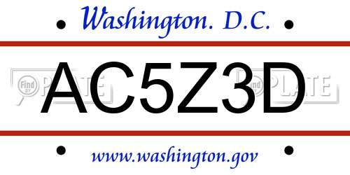 AC5Z3D District Of Columbia License Plate