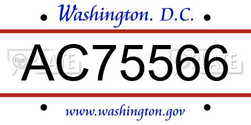 AC75566 District Of Columbia License Plate
